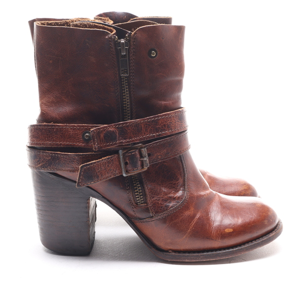 Freebird by Steven Women Leather BAMA Heeled Ankle Boots Booties Size 9 Brown - Picture 3 of 17